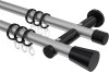 10204612-XX3329 Gardinenstange Metall 20 mm Ø 2-läufig PLATON - Sitra Silbergrau / Schwarz