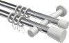 10204626-101232 Gardinenstange Metall 20 mm Ø 2-läufig PRESTIGE - Sitra Chrom / Weiß