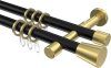 10204626-102938 Gardinenstange Metall 20 mm Ø 2-läufig PRESTIGE - Sitra Schwarz / Messing-Optik