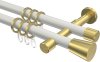 10204626-103238 Gardinenstange Metall 20 mm Ø 2-läufig PRESTIGE - Sitra Weiß / Messing-Optik