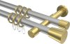 10204626-103338 Gardinenstange Metall 20 mm Ø 2-läufig PRESTIGE - Sitra Silbergrau / Messing-Optik