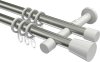 10204626-103932 Gardinenstange Metall 20 mm Ø 2-läufig PRESTIGE - Sitra Edelstahl-Optik / Weiß