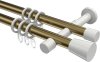 10204626-109532 Gardinenstange Metall 20 mm Ø 2-läufig PRESTIGE - Sitra Messing Antik / Weiß