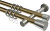 10204626-109539 Gardinenstange Metall 20 mm Ø 2-läufig PRESTIGE - Sitra Messing Antik / Edelstahl-Optik