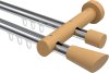 10210308-101230 Innenlauf Gardinenstange Aluminium / Holz 20 mm Ø 2-läufig TALENT - Bero Chrom / Buche lackiert