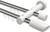 10210408-103932 Innenlauf Gardinenstange Aluminium / Holz 20 mm Ø 2-läufig TALENT - Etta Edelstahl-Optik / Weiß lackiert
