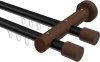 10210508-102919 Innenlauf Gardinenstange Aluminium / Holz 20 mm Ø 2-läufig TALENT - Feta Schwarz / Nussbaum lackiert