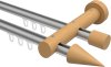 10211408-103330 Innenlauf Gardinenstange Aluminium / Holz 20 mm Ø 2-läufig TALENT - Siveo Silbergrau / Buche lackiert