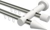 10211408-103932 Innenlauf Gardinenstange Aluminium / Holz 20 mm Ø 2-läufig TALENT - Siveo Edelstahl-Optik / Weiß lackiert