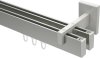 10212821-103932 Innenlauf Gardinenstange Aluminium / Metall eckig 14x35 mm 2-läufig SMARTLINE - Paxo Edelstahl-Optik / Weiß