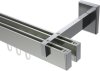 10212822-103912 Innenlauf Gardinenstange Aluminium / Metall eckig 14x35 mm 2-läufig SMARTLINE - Paxo Edelstahl-Optik / Chrom (WA lang)
