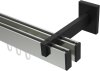 10212822-XX3928 Innenlauf Gardinenstange Aluminium / Metall eckig 14x35 mm 2-läufig SMARTLINE - Paxo Edelstahl-Optik / Schwarz (WA lang)