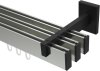 10212824-103928 Innenlauf Gardinenstange Aluminium / Metall eckig 14x35 mm 3-läufig SMARTLINE - Paxo Edelstahl-Optik / Schwarz (WA lang)