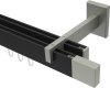 10212922-102839 Innenlauf Gardinenstange Aluminium / Metall eckig 14x35 mm 2-läufig SMARTLINE - Lox Schwarz / Edelstahl-Optik (WA lang)
