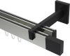 10212922-103928 Innenlauf Gardinenstange Aluminium / Metall eckig 14x35 mm 2-läufig SMARTLINE - Lox Edelstahl-Optik / Schwarz (WA lang)