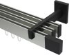 10212924-103928 Innenlauf Gardinenstange Aluminium / Metall eckig 14x35 mm 3-läufig SMARTLINE - Lox Edelstahl-Optik / Schwarz (WA lang)