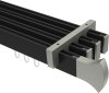 10213018-102839 Innenlauf Gardinenstange Deckenmontage Aluminium / Metall eckig 14x35 mm 4-läufig SMARTLINE - Conex Schwarz / Edelstahl-Optik