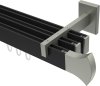 10213024-102839 Innenlauf Gardinenstange Aluminium / Metall eckig 14x35 mm 3-läufig SMARTLINE - Conex Schwarz / Edelstahl-Optik (WA lang)