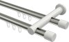 10213112-103932 Innenlauf Gardinenstange Aluminium / Metall 20 mm Ø 2-läufig PLATON - Santo Edelstahl-Optik / Weiß
