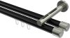 10213146-102939 Innenlauf Gardinenstange Aluminium / Metall 20 mm Ø 2-läufig SITENO - Santo Schwarz / Edelstahl-Optik