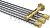 10213147-101238 Innenlauf Gardinenstange Aluminium / Metall 20 mm Ø 3-läufig SITENO - Santo Chrom / Messing-Optik