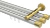 10213147-103238 Innenlauf Gardinenstange Aluminium / Metall 20 mm Ø 3-läufig SITENO - Santo Weiß / Messing-Optik