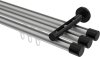10213147-103329 Innenlauf Gardinenstange Aluminium / Metall 20 mm Ø 3-läufig SITENO - Santo Silbergrau / Schwarz