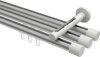 10213147-103332 Innenlauf Gardinenstange Aluminium / Metall 20 mm Ø 3-läufig SITENO - Santo Silbergrau / Weiß