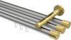 10213147-103338 Innenlauf Gardinenstange Aluminium / Metall 20 mm Ø 3-läufig SITENO - Santo Silbergrau / Messing-Optik