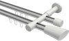 10213226-XX3332 Innenlauf Gardinenstange Aluminium / Metall 20 mm Ø 2-läufig PRESTIGE - Bento Silbergrau / Weiß