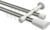 10213226-XX3932 Innenlauf Gardinenstange Aluminium / Metall 20 mm Ø 2-läufig PRESTIGE - Bento Edelstahl-Optik / Weiß