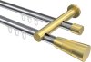 10213312-101238 Innenlauf Gardinenstange Aluminium / Metall 20 mm Ø 2-läufig PLATON - Tanara Chrom / Messing-Optik