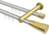 10213312-103238 Innenlauf Gardinenstange Aluminium / Metall 20 mm Ø 2-läufig PLATON - Tanara Weiß / Messing-Optik