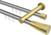 10213312-103338 Innenlauf Gardinenstange Aluminium / Metall 20 mm Ø 2-läufig PLATON - Tanara Silbergrau / Messing-Optik