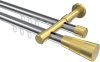 10213326-101238 Innenlauf Gardinenstange Aluminium / Metall 20 mm Ø 2-läufig PRESTIGE - Tanara Chrom / Messing-Optik