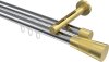 10213346-101238 Innenlauf Gardinenstange Aluminium / Metall 20 mm Ø 2-läufig SITENO - Tanara Chrom / Messing-Optik