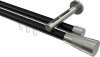 10213346-102939 Innenlauf Gardinenstange Aluminium / Metall 20 mm Ø 2-läufig SITENO - Tanara Schwarz / Edelstahl-Optik
