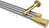 10213346-103338 Innenlauf Gardinenstange Aluminium / Metall 20 mm Ø 2-läufig SITENO - Tanara Silbergrau / Messing-Optik