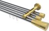 10213347-101238 Innenlauf Gardinenstange Aluminium / Metall 20 mm Ø 3-läufig SITENO - Tanara Chrom / Messing-Optik