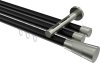 10213347-102939 Innenlauf Gardinenstange Aluminium / Metall 20 mm Ø 3-läufig SITENO - Tanara Schwarz / Edelstahl-Optik