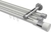 10213347-103212 Innenlauf Gardinenstange Aluminium / Metall 20 mm Ø 3-läufig SITENO - Tanara Weiß / Chrom
