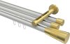 10213347-103238 Innenlauf Gardinenstange Aluminium / Metall 20 mm Ø 3-läufig SITENO - Tanara Weiß / Messing-Optik