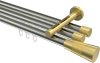10213347-103938 Innenlauf Gardinenstange Edelstahl-Optik / Messing-Optik 20 mm Ø 3-läufig SITENO - Tanara