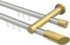 10213412-103238 Innenlauf Gardinenstange Aluminium / Metall 20 mm Ø 2-läufig PLATON - Verano Weiß / Messing-Optik