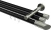 10213447-102939 Innenlauf Gardinenstange Aluminium / Metall 20 mm Ø 3-läufig SITENO - Verano Schwarz / Edelstahl-Optik