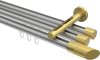 10213447-103338 Innenlauf Gardinenstange Aluminium / Metall 20 mm Ø 3-läufig SITENO - Verano Silbergrau / Messing-Optik