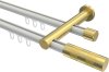 10213512-103238 Innenlauf Gardinenstange Aluminium / Metall 20 mm Ø 2-läufig PLATON - Mavell Weiß / Messing-Optik