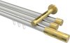 10213547-103238 Innenlauf Gardinenstange Aluminium / Metall 20 mm Ø 3-läufig SITENO - Mavell Weiß / Messing-Optik