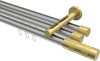 10213547-103338 Innenlauf Gardinenstange Aluminium / Metall 20 mm Ø 3-läufig SITENO - Mavell Silbergrau / Messing-Optik