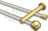 10213612-103238 Innenlauf Gardinenstange Aluminium / Metall 20 mm Ø 2-läufig PLATON - Luino Weiß / Messing-Optik